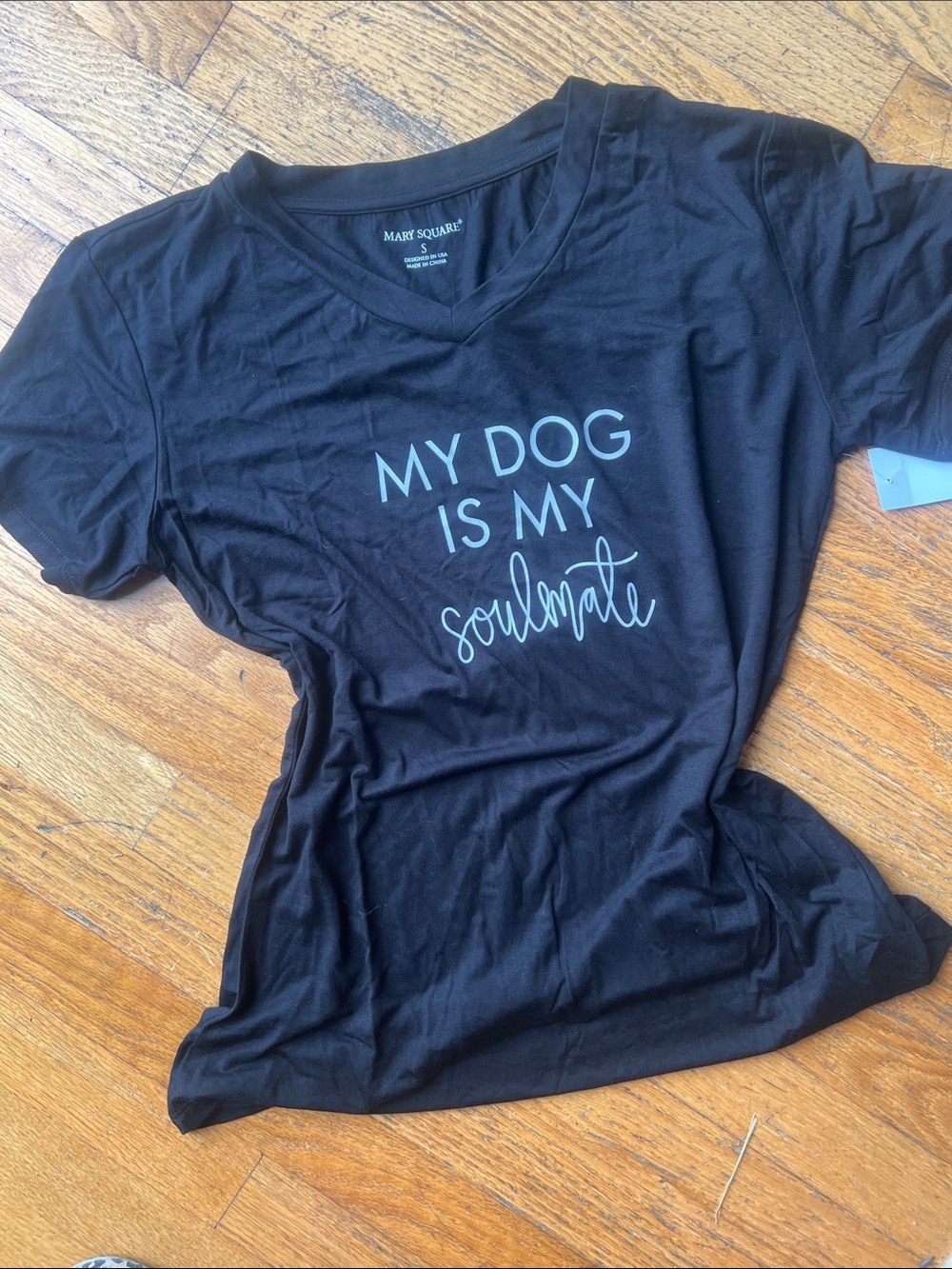 Black "My Dog Is My Soulmate" Dog Lover T-Shirt size Small New